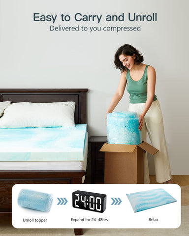 PERLECARE blue queen topper shown on bed for versatile use