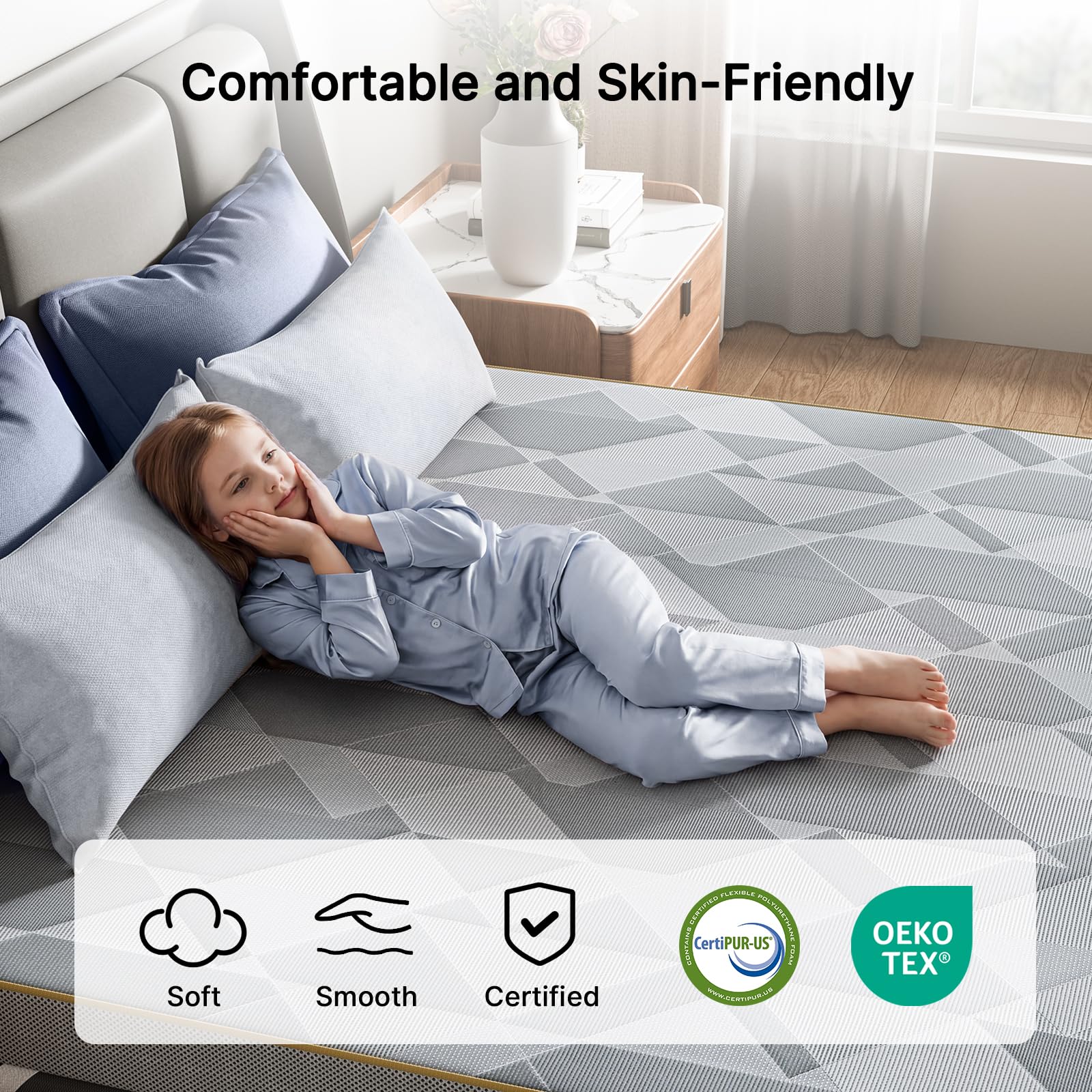 PERLECARE topper features non-slip bottom for all-night stability