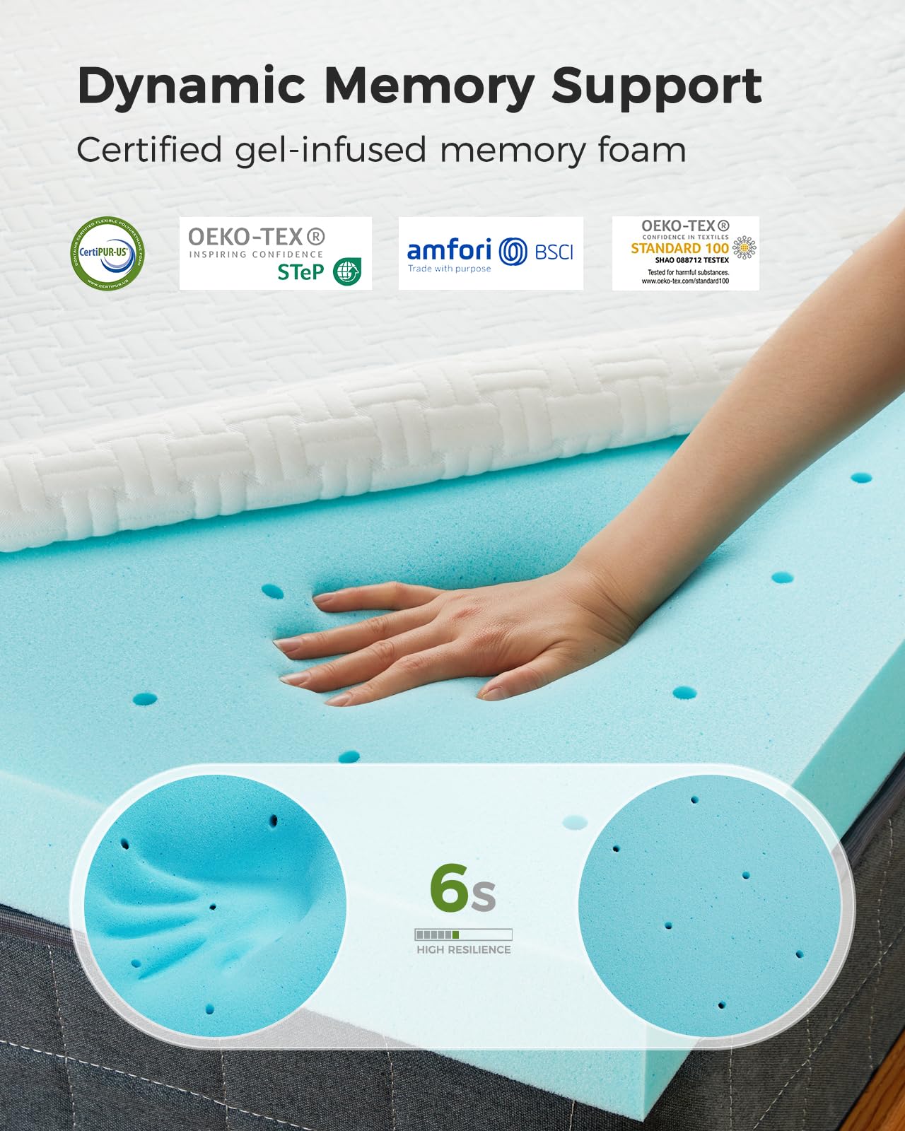 PERLECARE topper features non-slip silicone points to keep it in place.