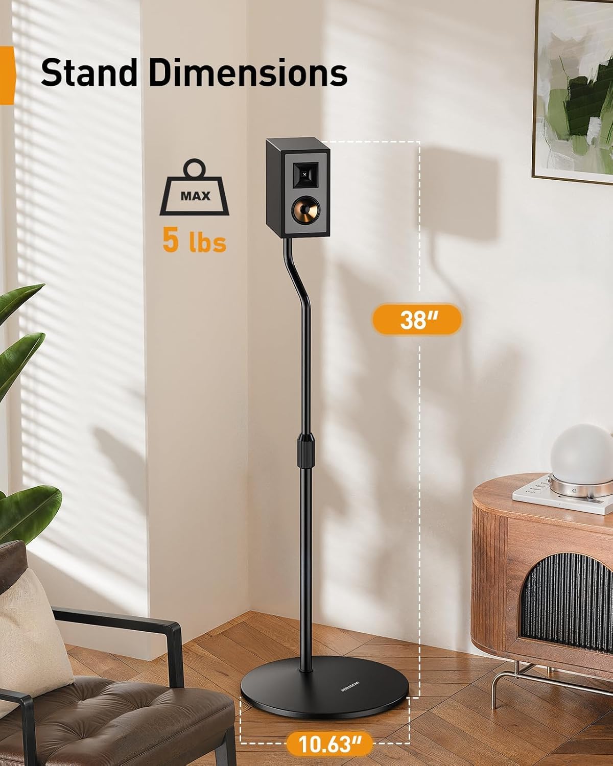 Perlegear PGSS11 floor feet and carpet pins stabilize stands on various floors.