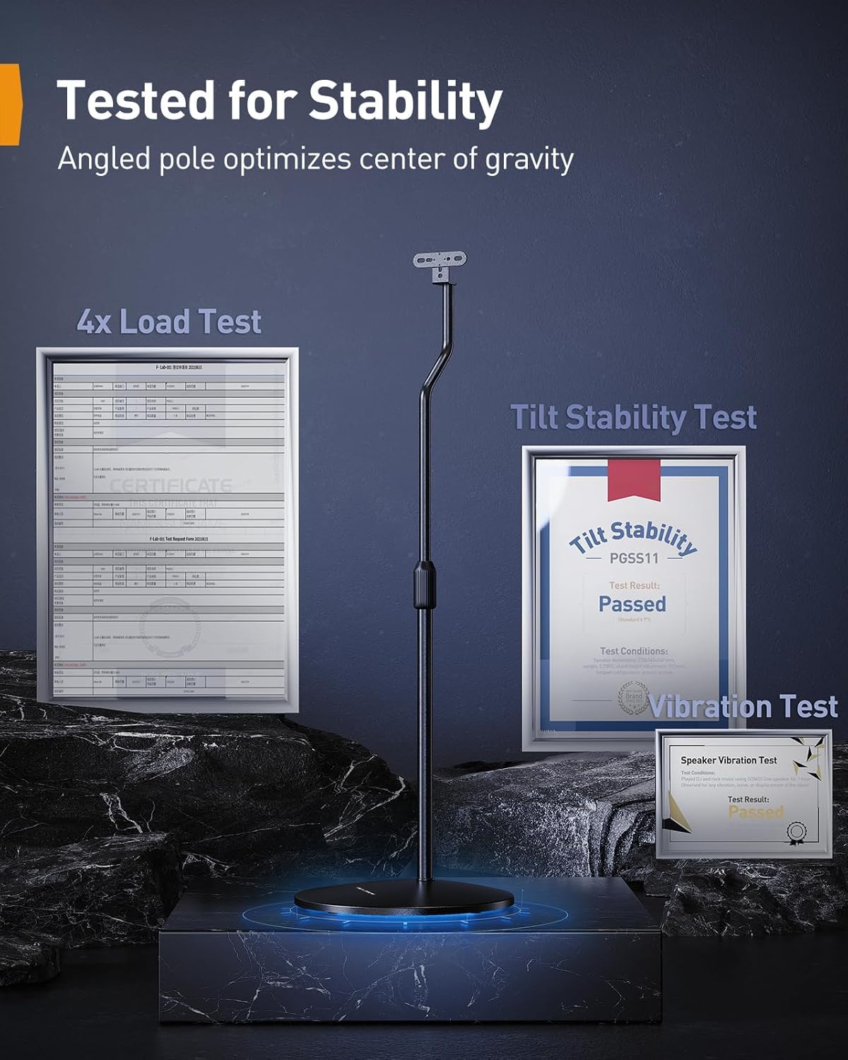 Perlegear PGSS11 height adjustment with twist-locks for ideal listening height.