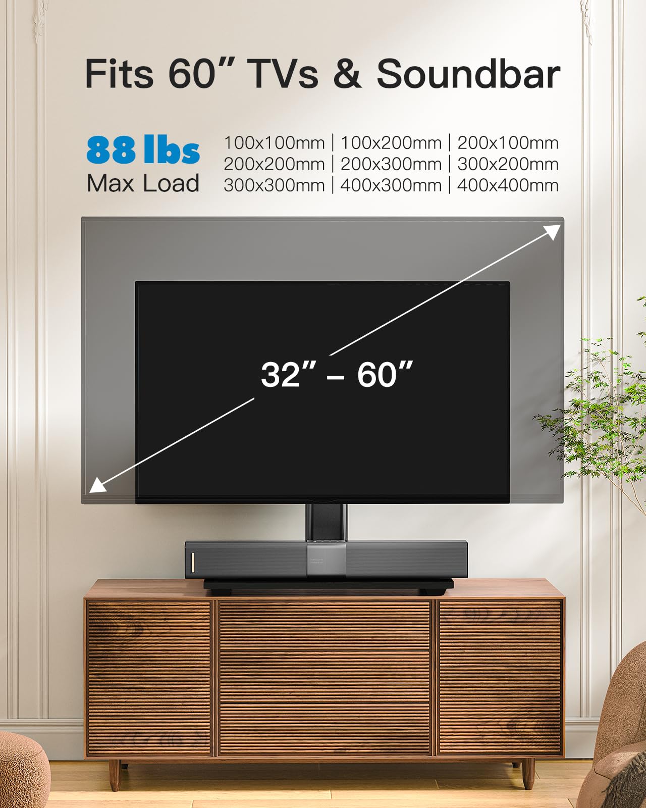 PERLESMITH table-top TV stand shown on a home desk setup for easy viewing.