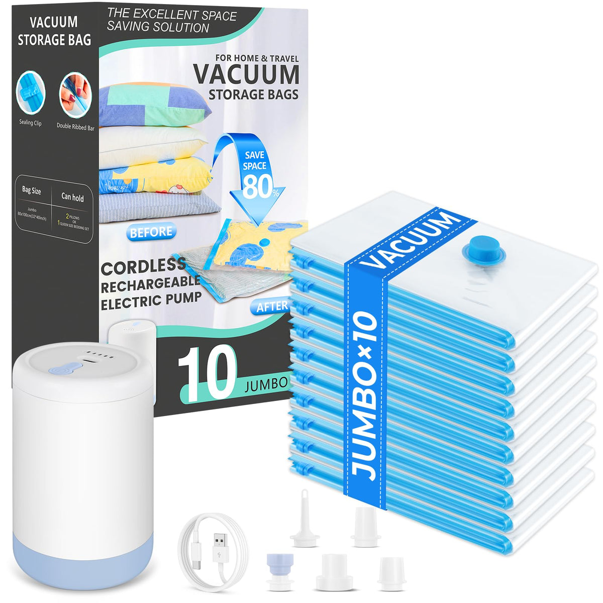 PERMAROMA vacuum seal bags 10 jumbo 40x32 for compact wardrobe storage.