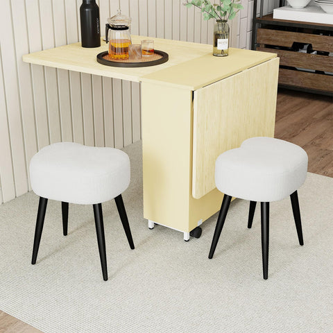 Permory Teddy Velvet Vanity Stool with floor pads, anti-scratch feet protect floors.