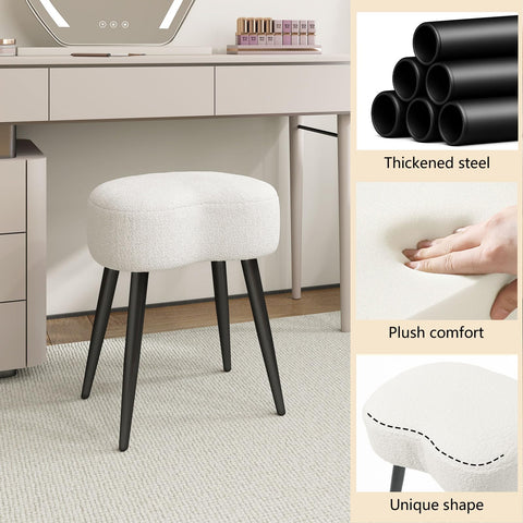 Permory Teddy Velvet Vanity Stool metal legs with floor-protecting pads to guard floors.