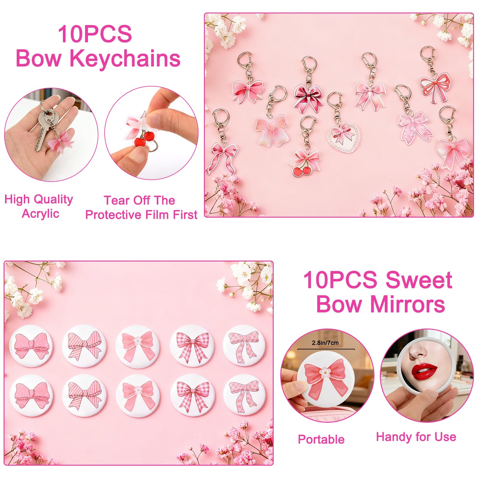 Perpetily Pink Bow mirror delivers a sparkling reflection
