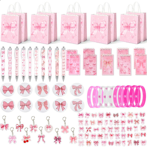 Perpetily Pink Bow notebook featuring a graceful bow for party notes