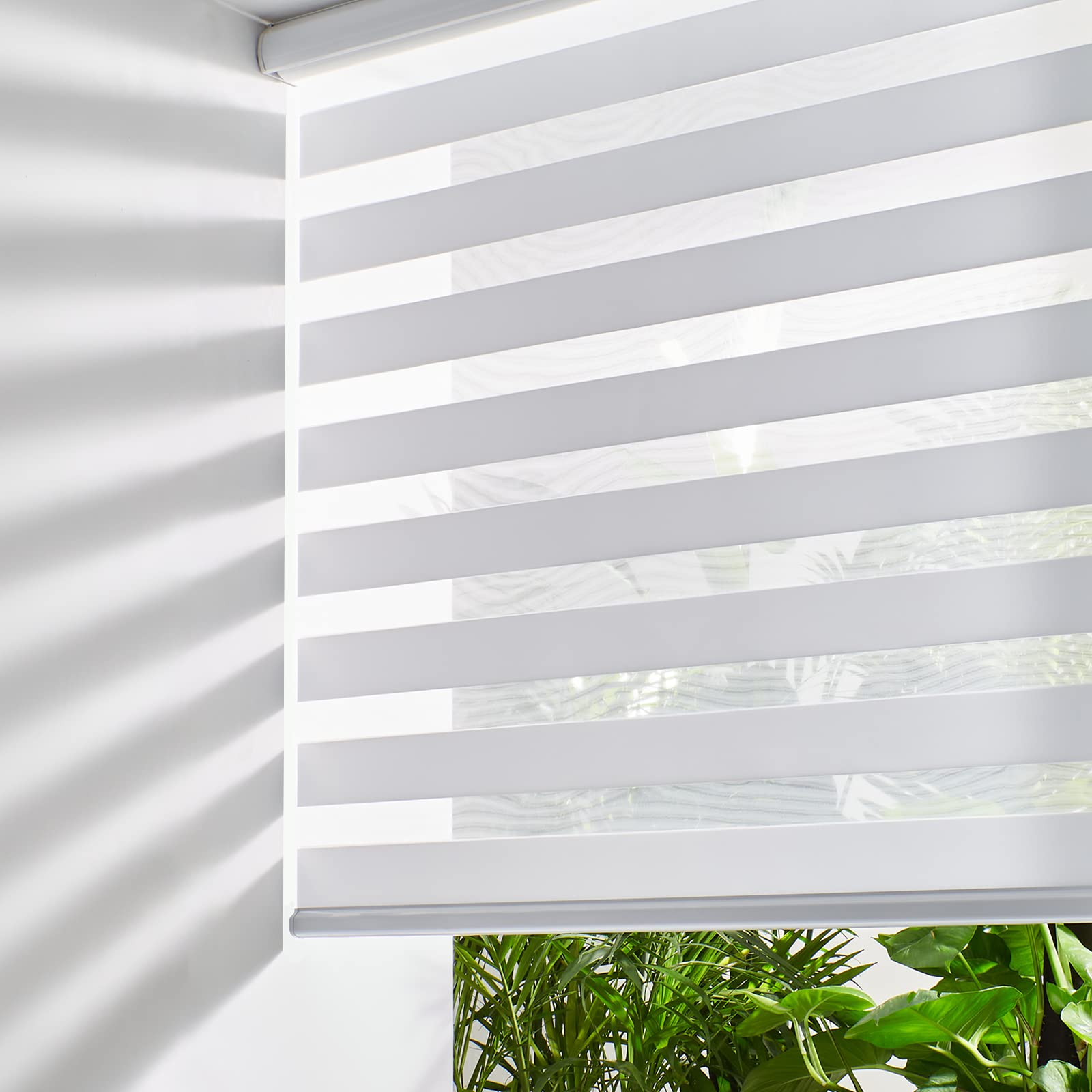 Persilux cordless zebra blinds in white with enhanced privacy