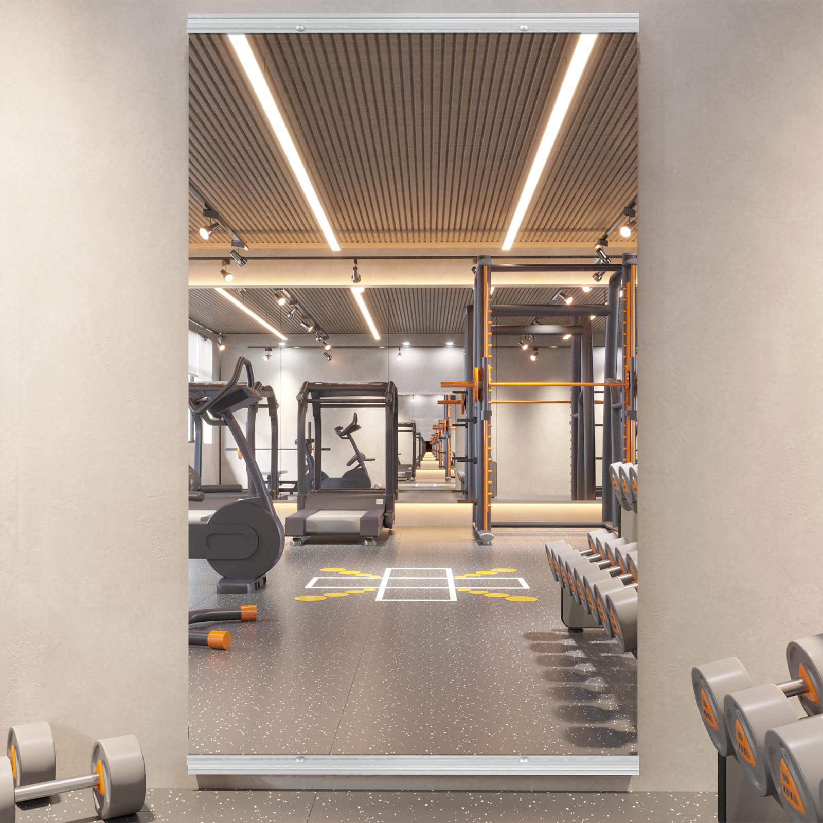 pertetey home gym mirror offers a clear full-body reflection for workouts.