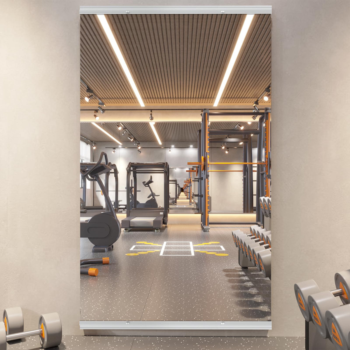 pertetey home gym mirror offers a clear full-body reflection for workouts.
