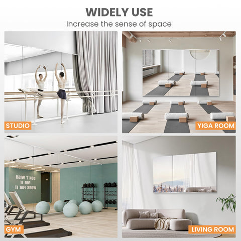 pertetey yoga-dance studio setup with wide reflection area.