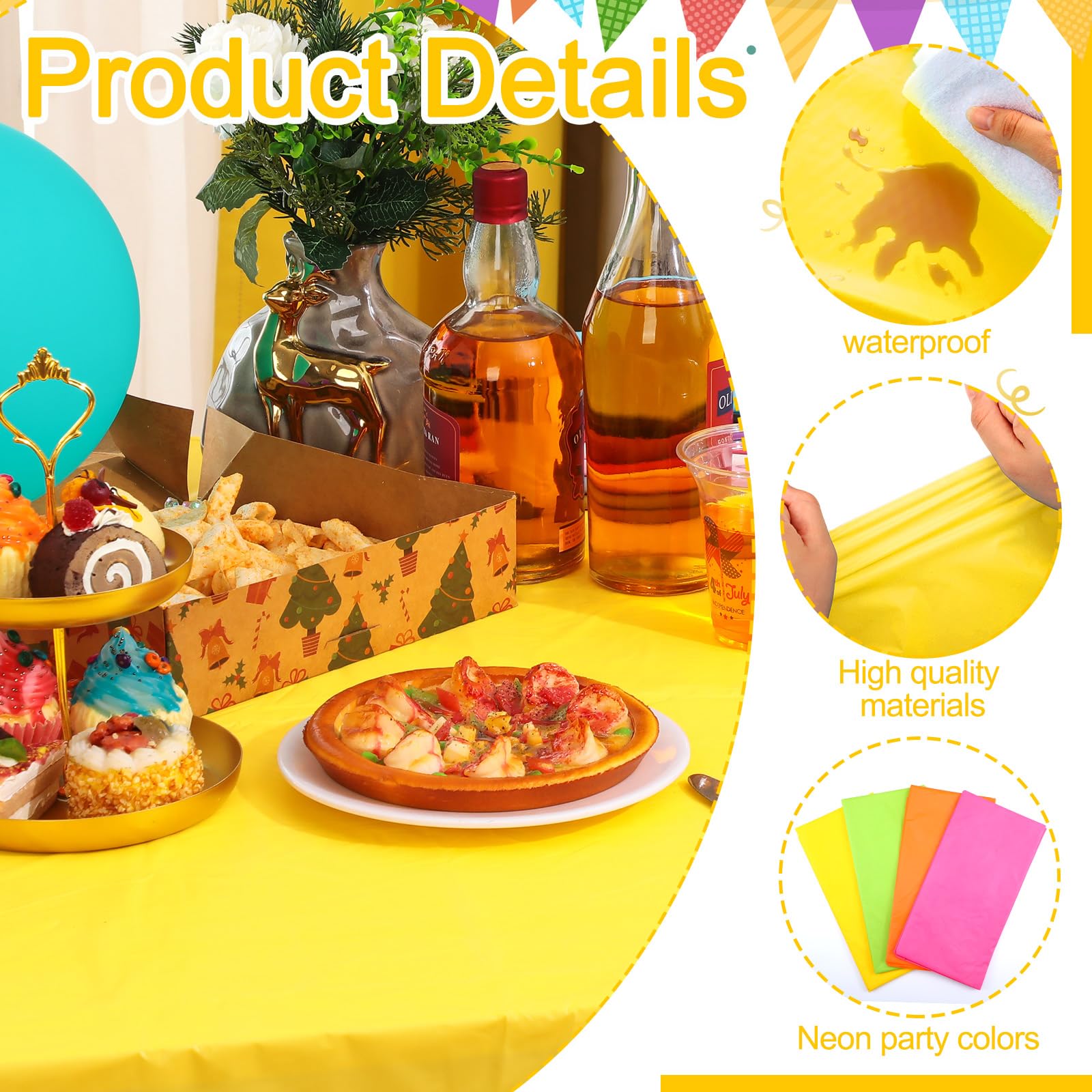 Peryiter neon dark pink tablecloth enhances birthdays and celebrations.