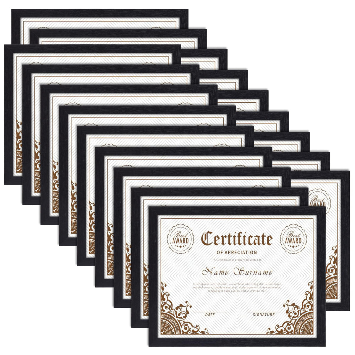 PETAFLOP 18-pack 8.5x11 frames ready for wall or tabletop display in a modern space