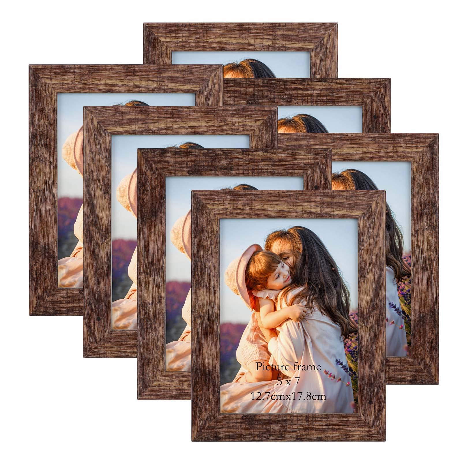 PETAFLOP 5x7 frame set with rustic brown finish for wall or tabletop display