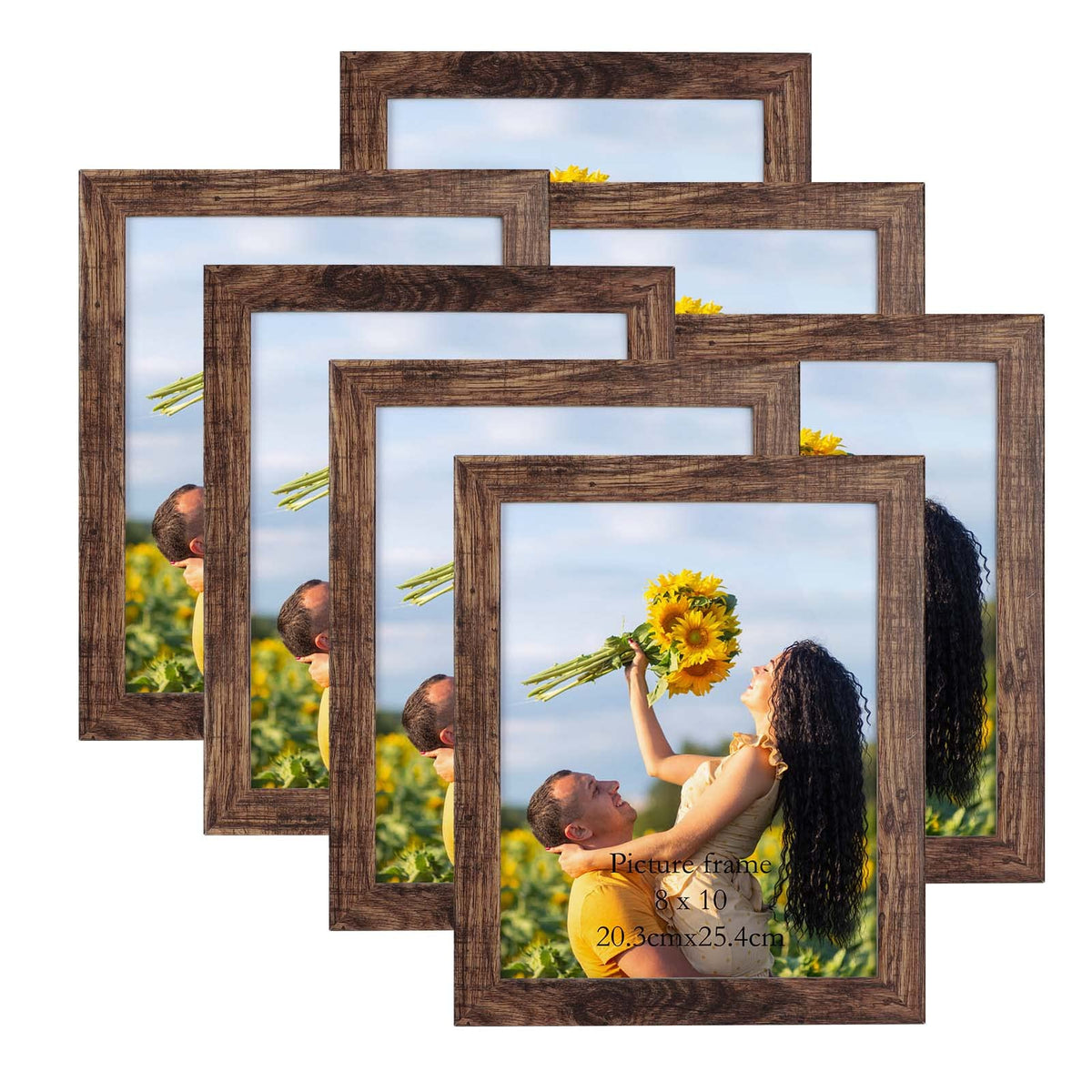 PETAFLOP 8x10 rustic frame set with warm brown finish for wall display