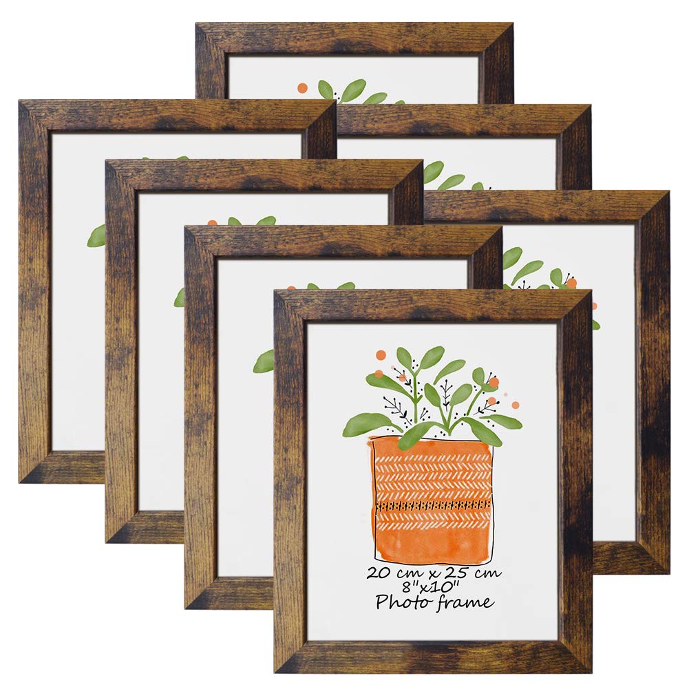 PETAFLOP 8x10 rustic brown frame closeup shows natural wood grain for warm decor.