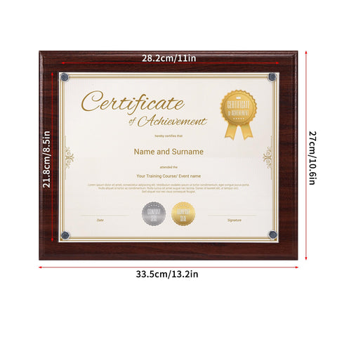 PETAFLOP certificate frame front view for 8.5x11, perfect for diplomas.