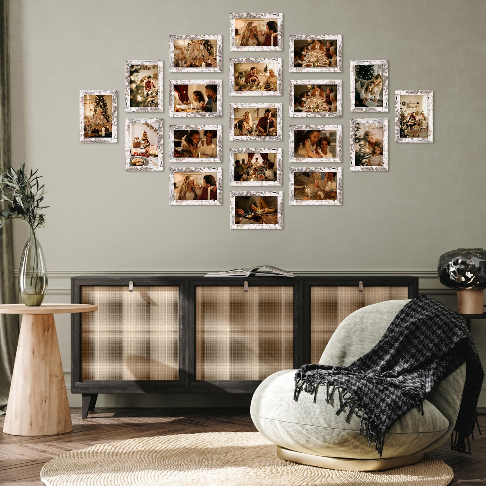 PETAFLOP rustic farmhouse frame detail emphasizes wood texture and vintage charm.