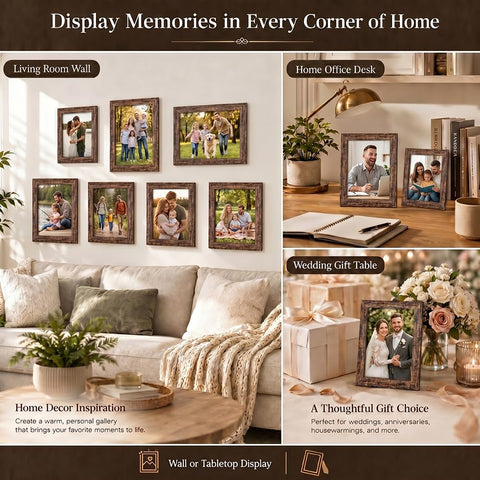 PETAFLOP rustic wooden frames for versatile wall or table use