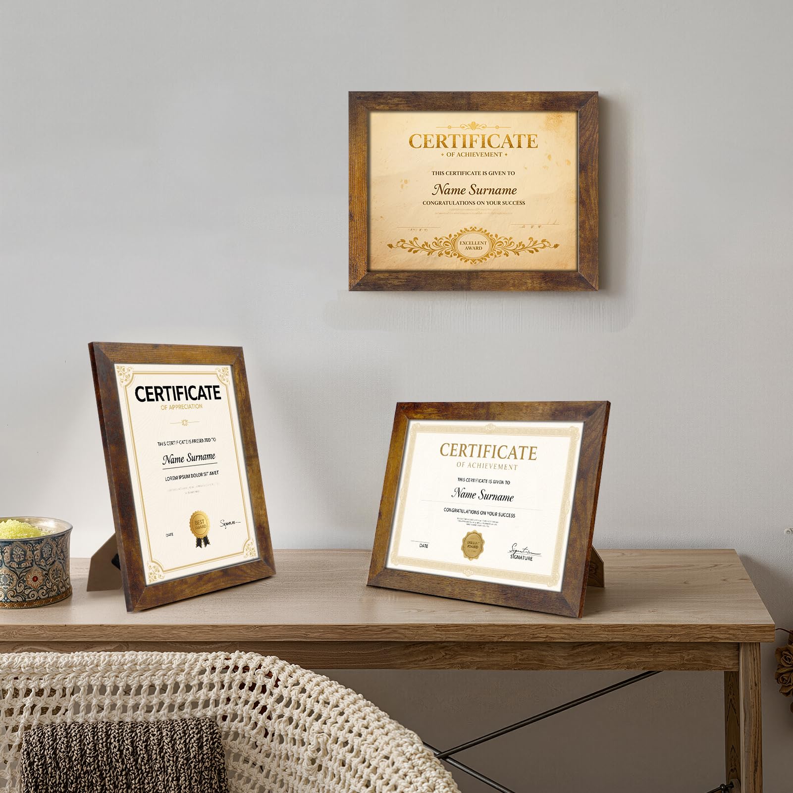 Petaflop frame vertical orientation for certificates and art