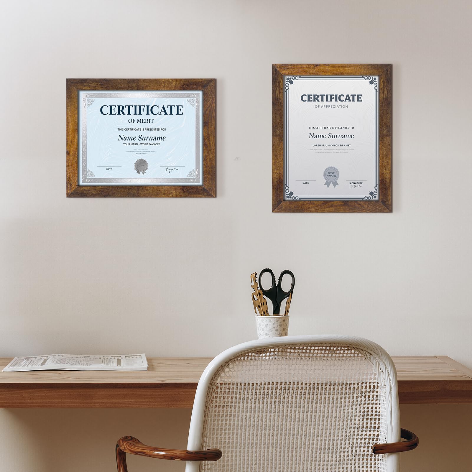 Petaflop frame displays natural wood grain in warm rustic finish