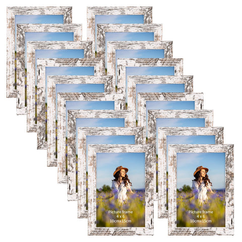 PETAFLOP wooden bulk 4x6 frames with white distressed finish for wall or tabletop display.