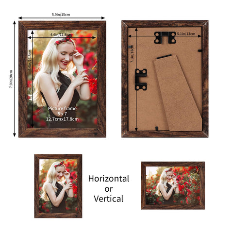 PETAFLOP 5x7 wooden frame for tabletop display, perfect on desks and shelves.