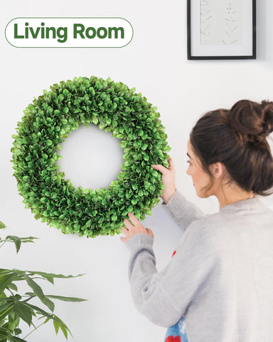 Petalyn boxwood wreath DIY-seasonal ready for fresh accents with wildflowers.