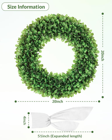 Petalyn boxwood wreath close-up shows grapevine texture for rustic decor.