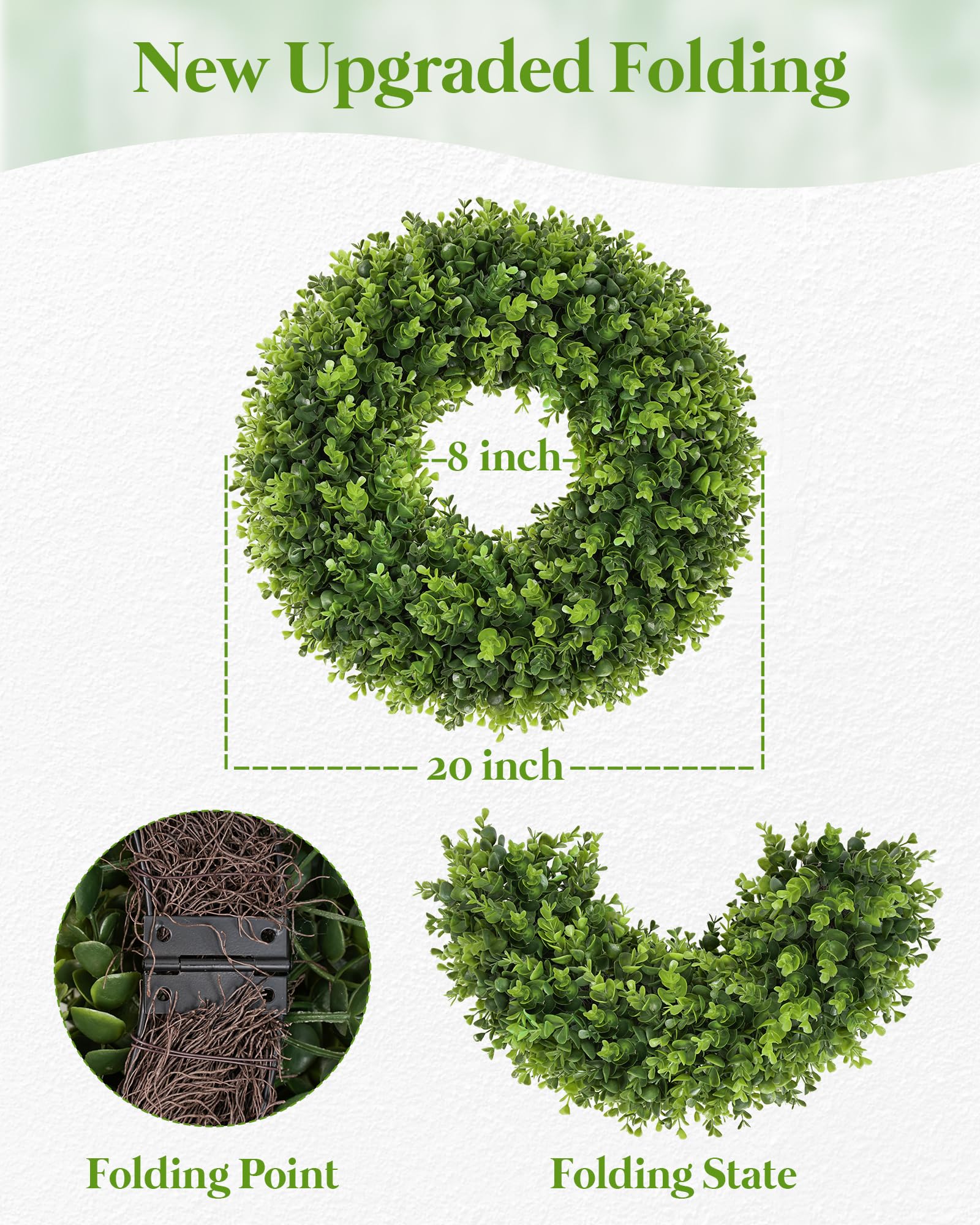Petalyn boxwood wreath suitable for indoor and outdoor spaces.