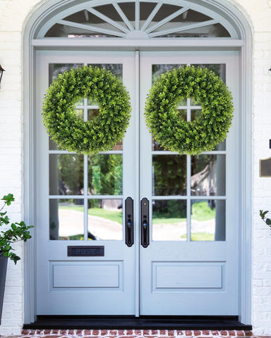 Petalyn wreath mounted on wall, adding natural texture to living space.