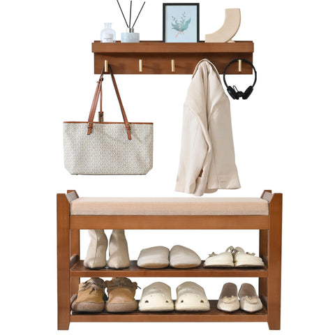 PETKABOO entryway bench with coat rack delivers 4-in-1 organization for the front door.