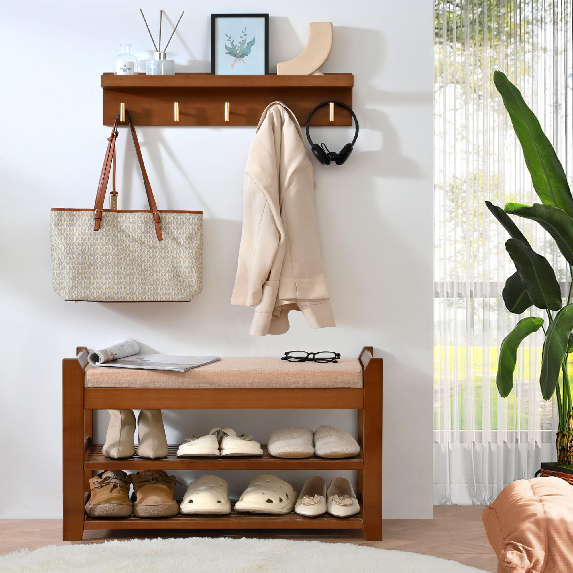 PETKABOO compact entryway solution reduces floor clutter and enhances storage.