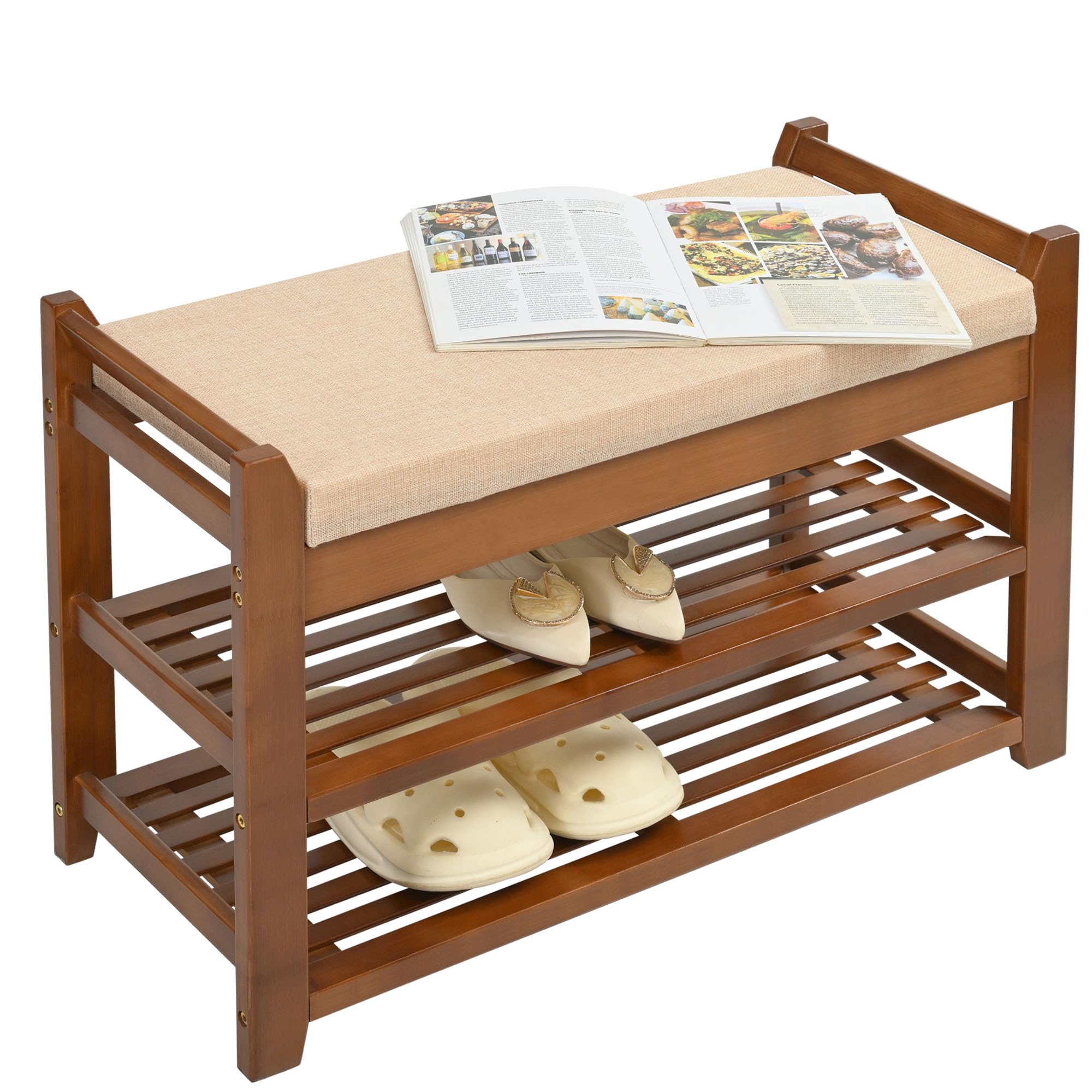 PETKABOO shoe rack bench demonstrates compact entryway design saving space.