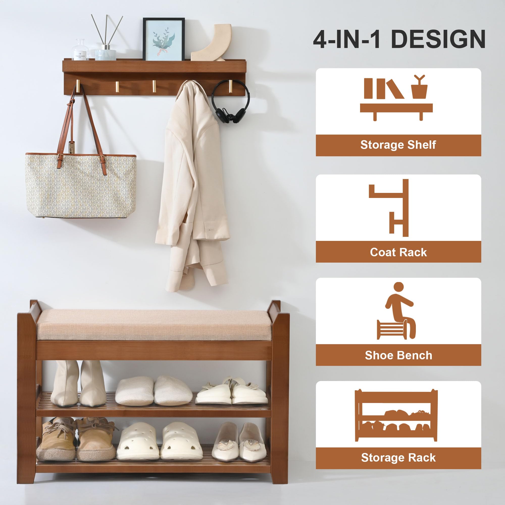 PETKABOO wall-mounted coat rack holds hats and jackets while keeping floors clear.