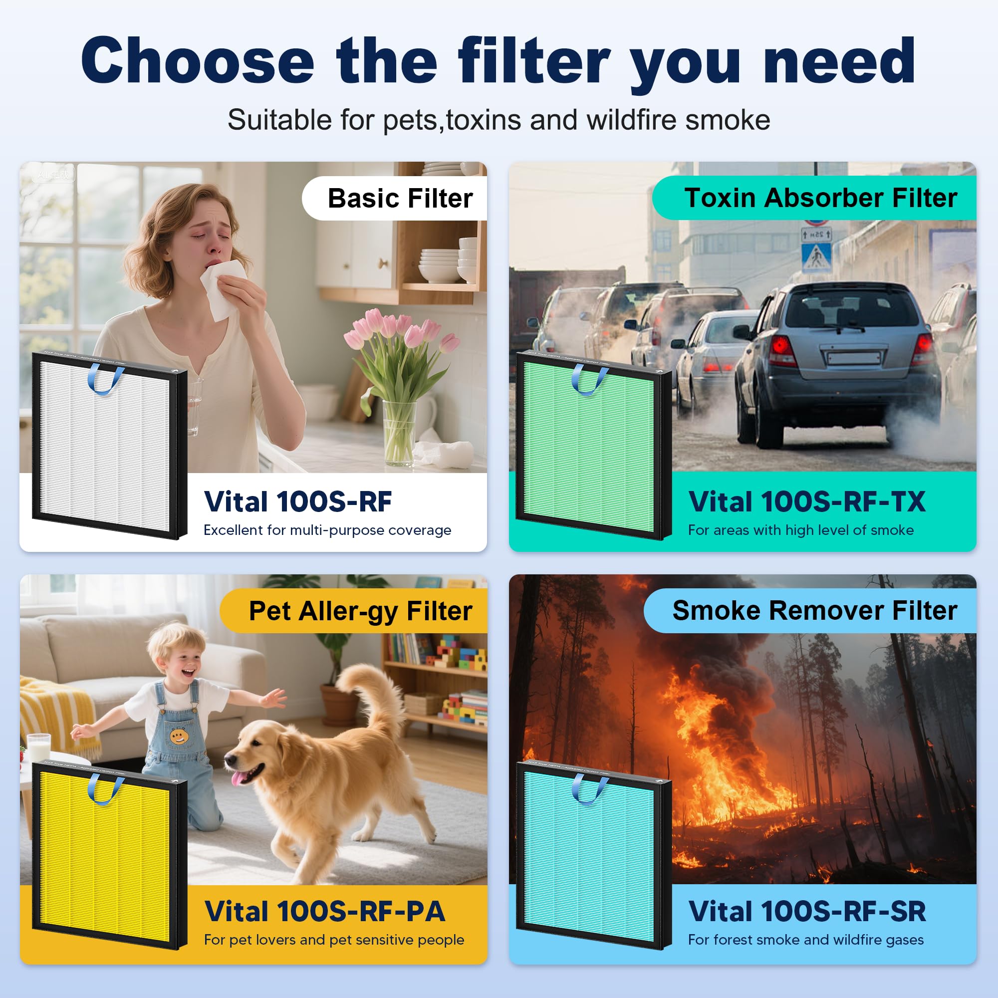 PETOX Vital 100S eco-friendly pleated paper and activated carbon components.