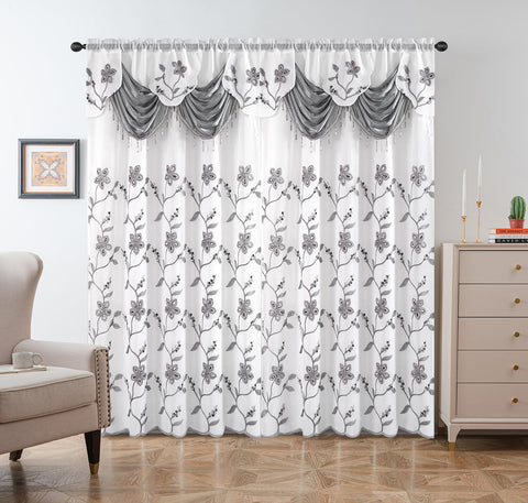 Petrichor attached valance detail for a luxurious window treatment.