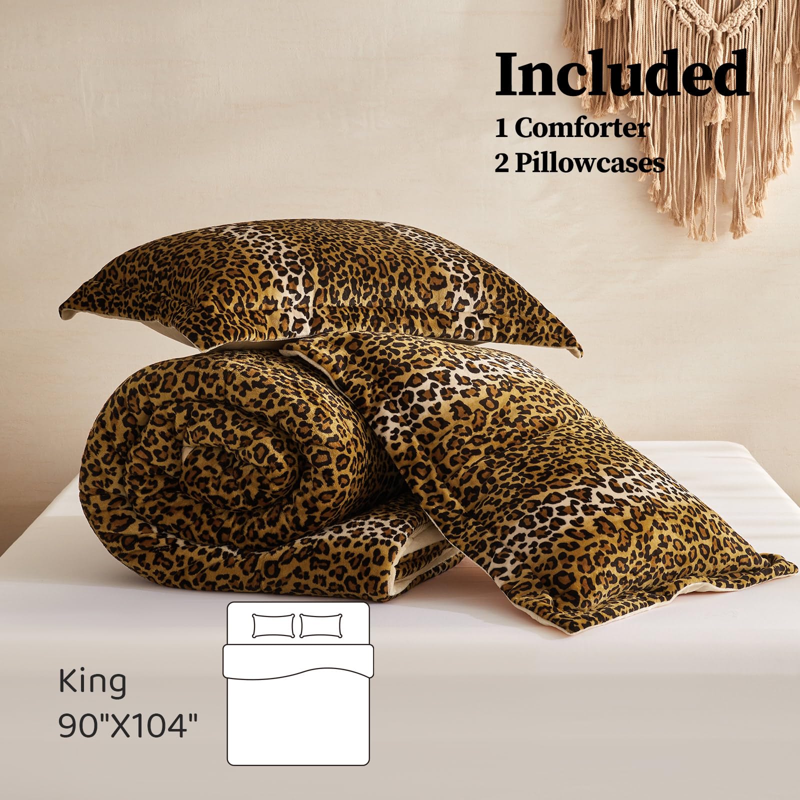 King-size Petrichor bedding measures 90x104 inches with two shams