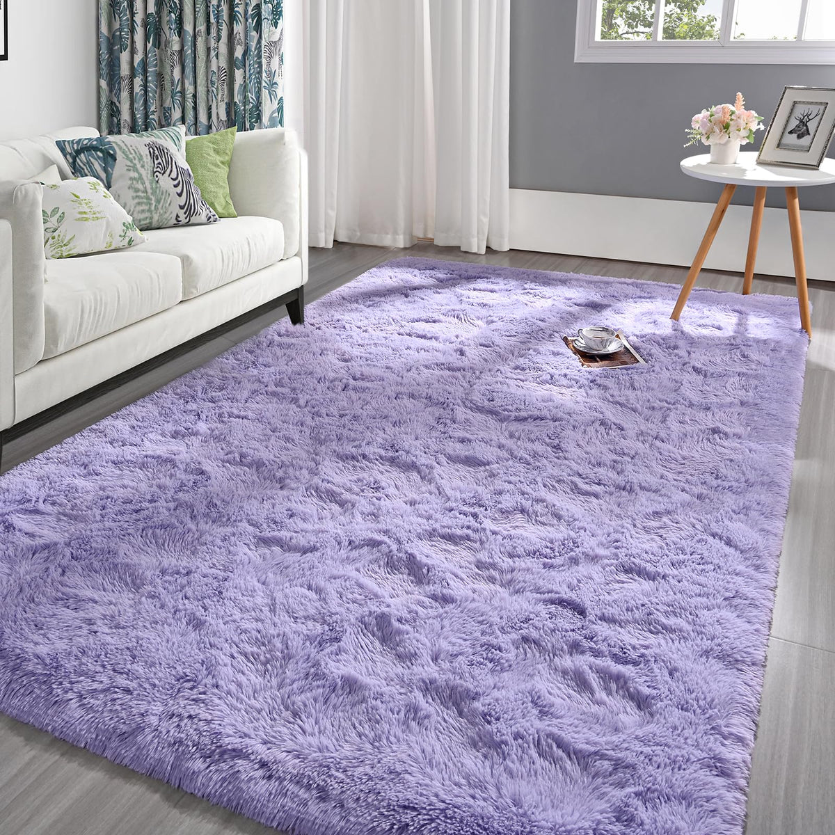 Pettop fluffy lavender rug 3x5 for bedroom adds cozy warmth and color