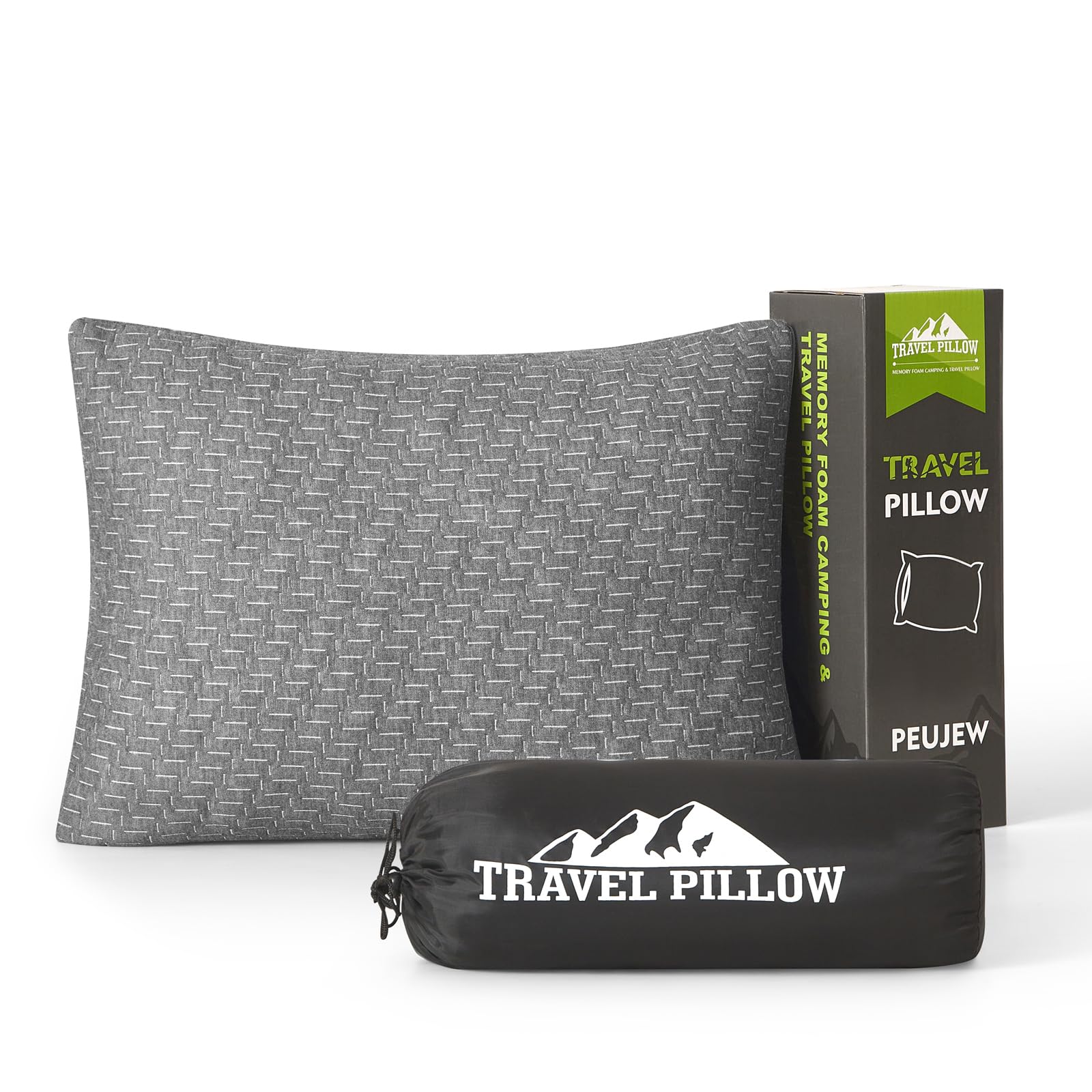 PEUJEW memory-foam travel pillow offers contoured support for on-the-go comfort