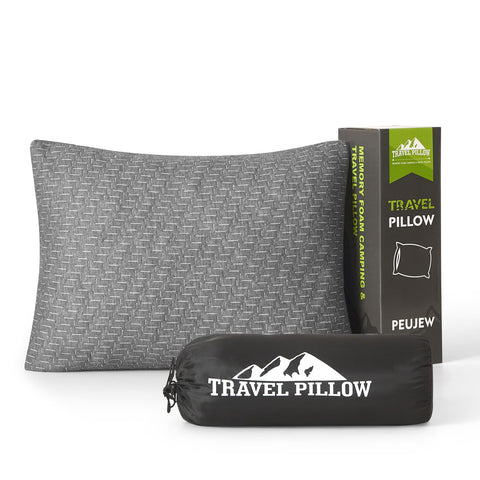 PEUJEW memory-foam travel pillow offers contoured support for on-the-go comfort