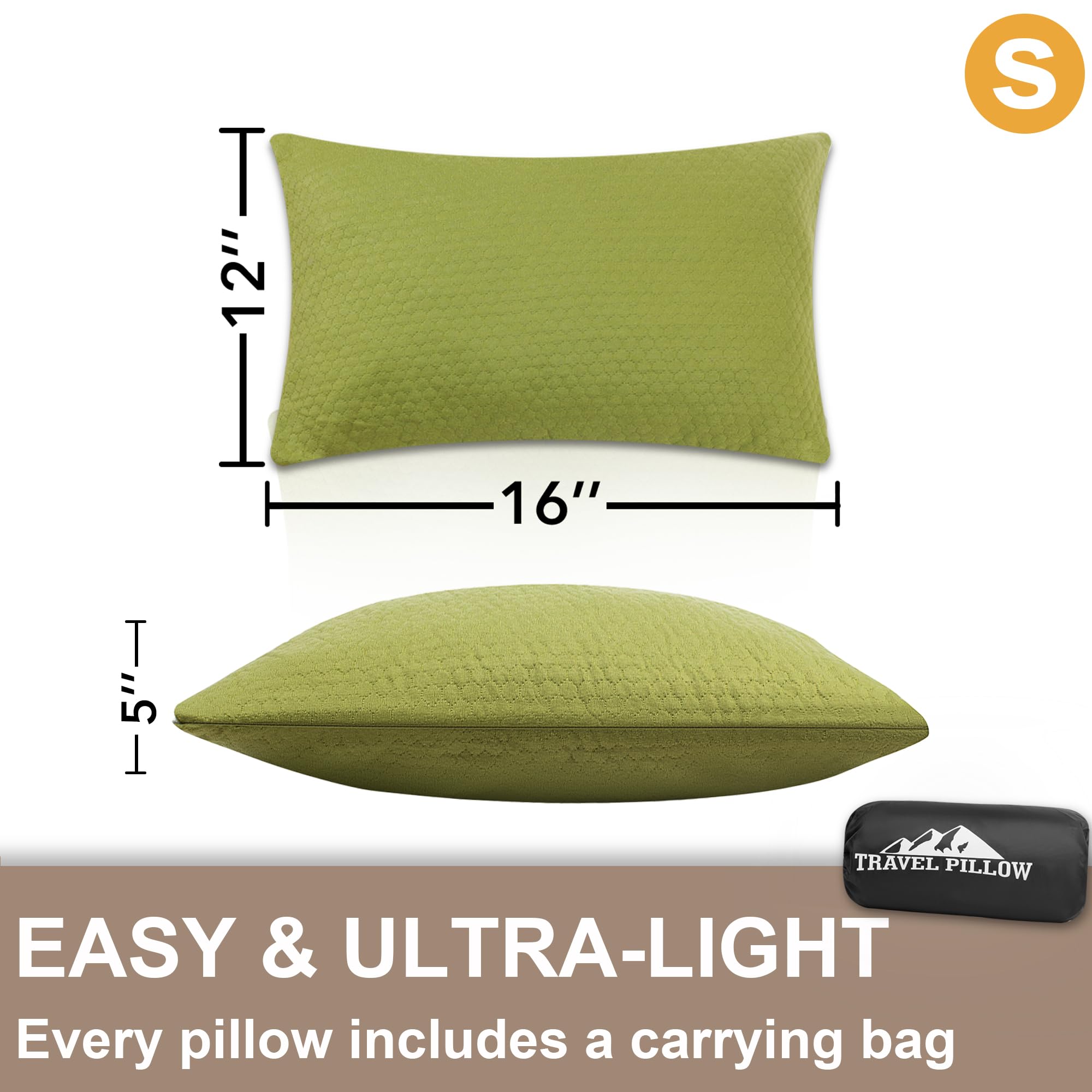 PEUJEW pillow with soft microfiber cover for cozy, breathable travel rest