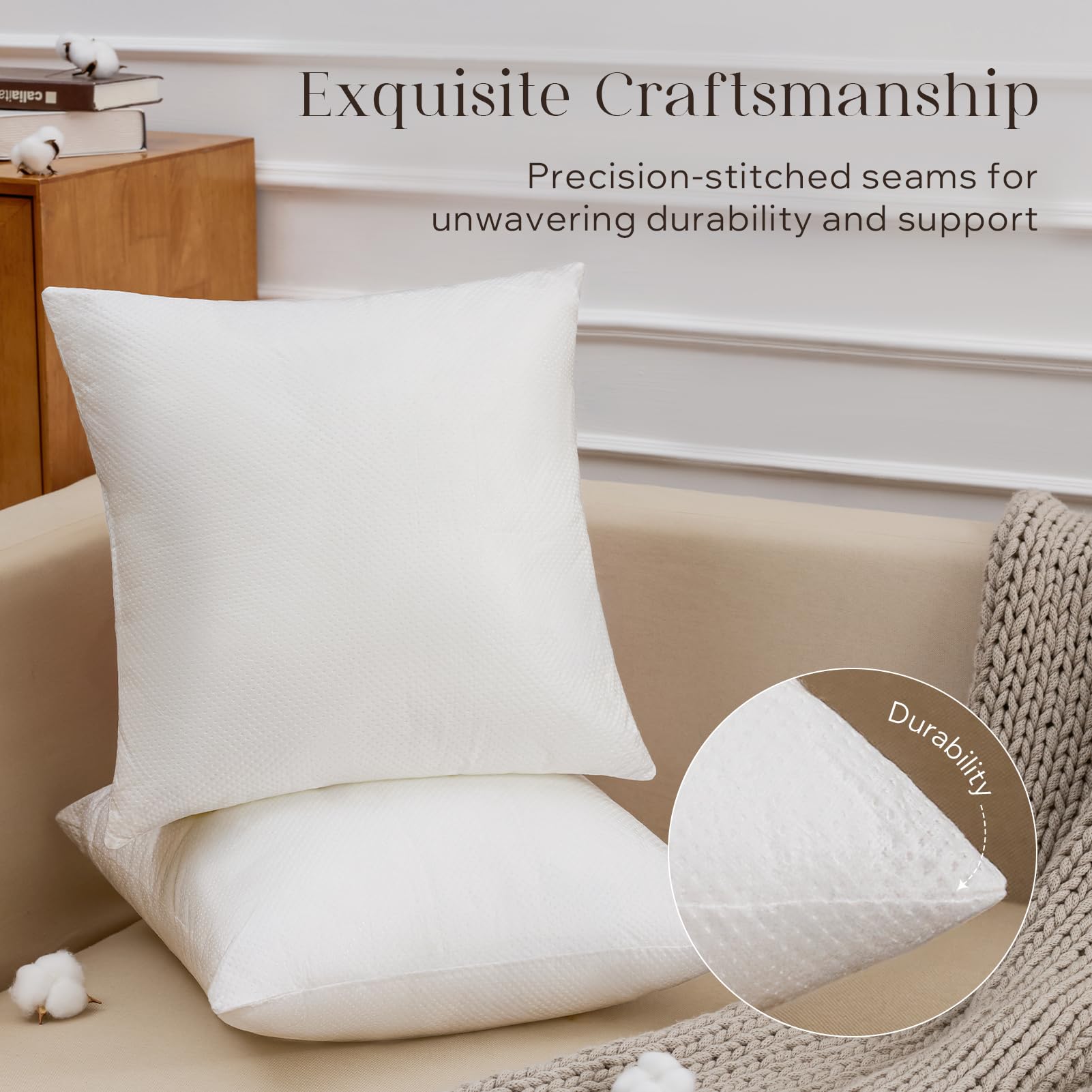 Phantoscope pillow inserts filled to at least 90% for plump corners.