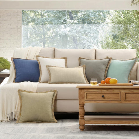 Phantoscope off-white burlap-edge pillow cover; timeless neutral for any season.