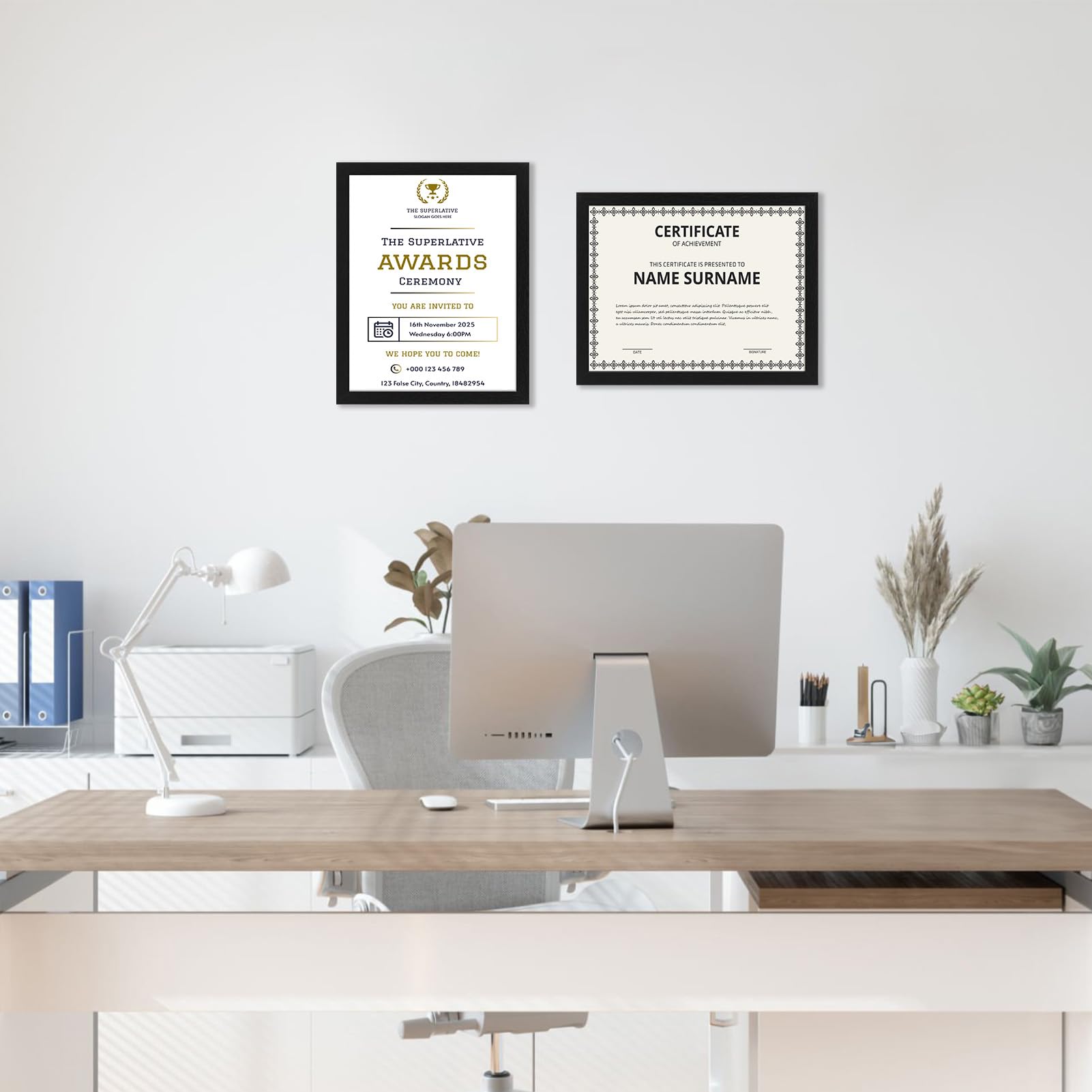 PHAREGE bulk set of 18 frames; affordable, uniform looks for multiple spaces.