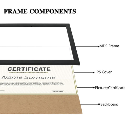 PHAREGE diploma frame wall-hanging option for vertical or horizontal display.