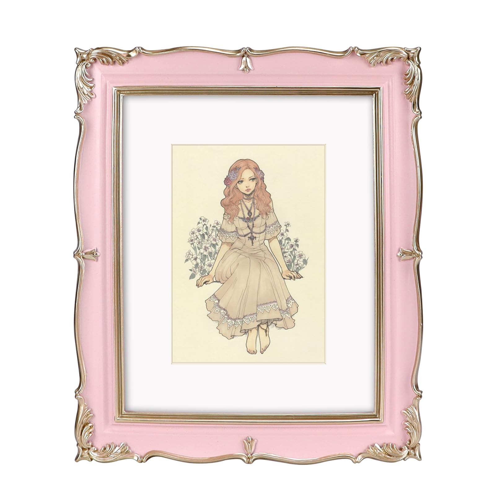 PHAREGE vintage 8x10 pink gold frame with ornate edge for elegant memories.