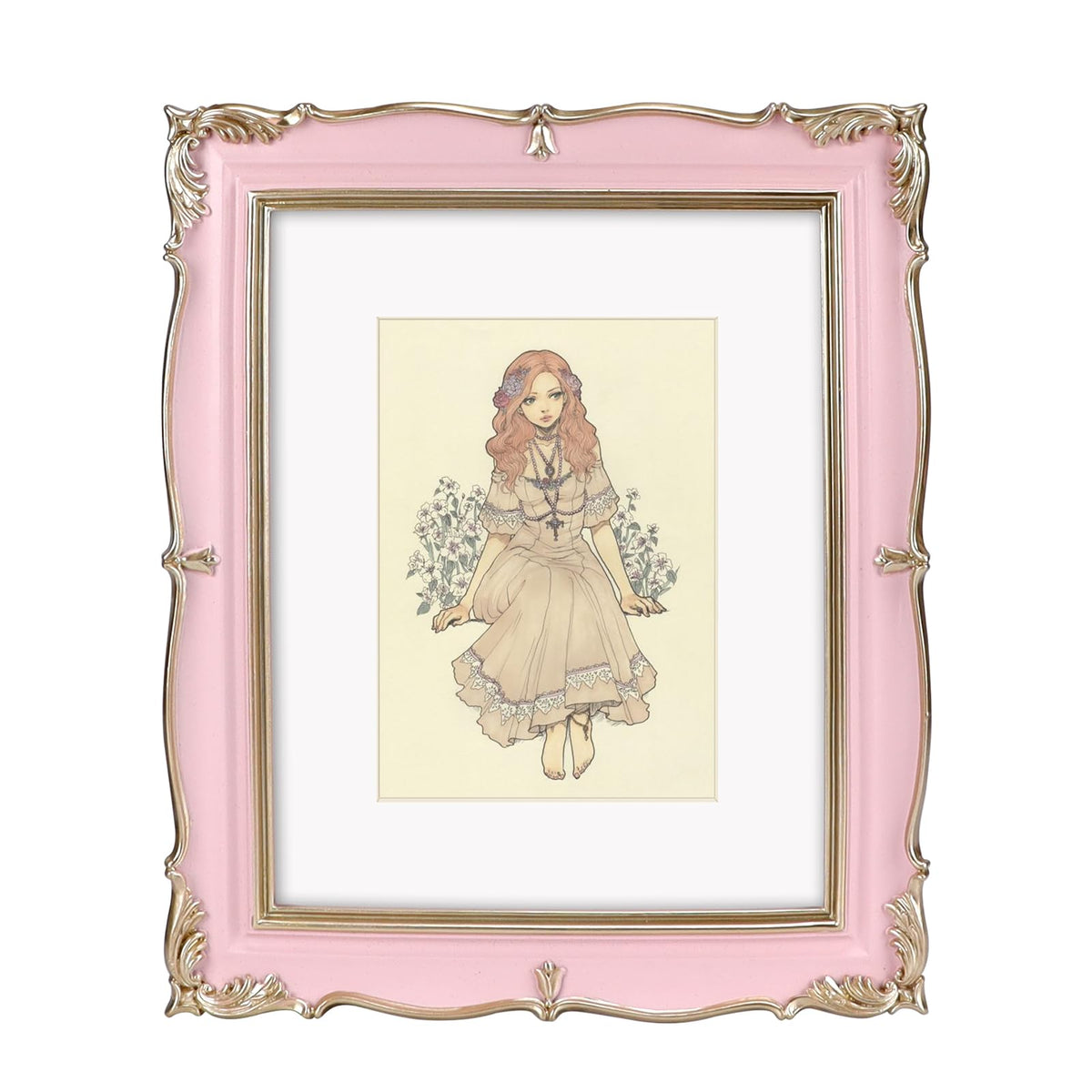 PHAREGE vintage 8x10 pink gold frame with ornate edge for elegant memories.