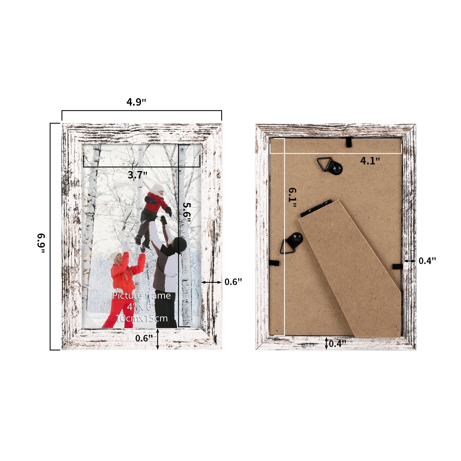PHAREGE wall-display-ready distressed white frame for photos