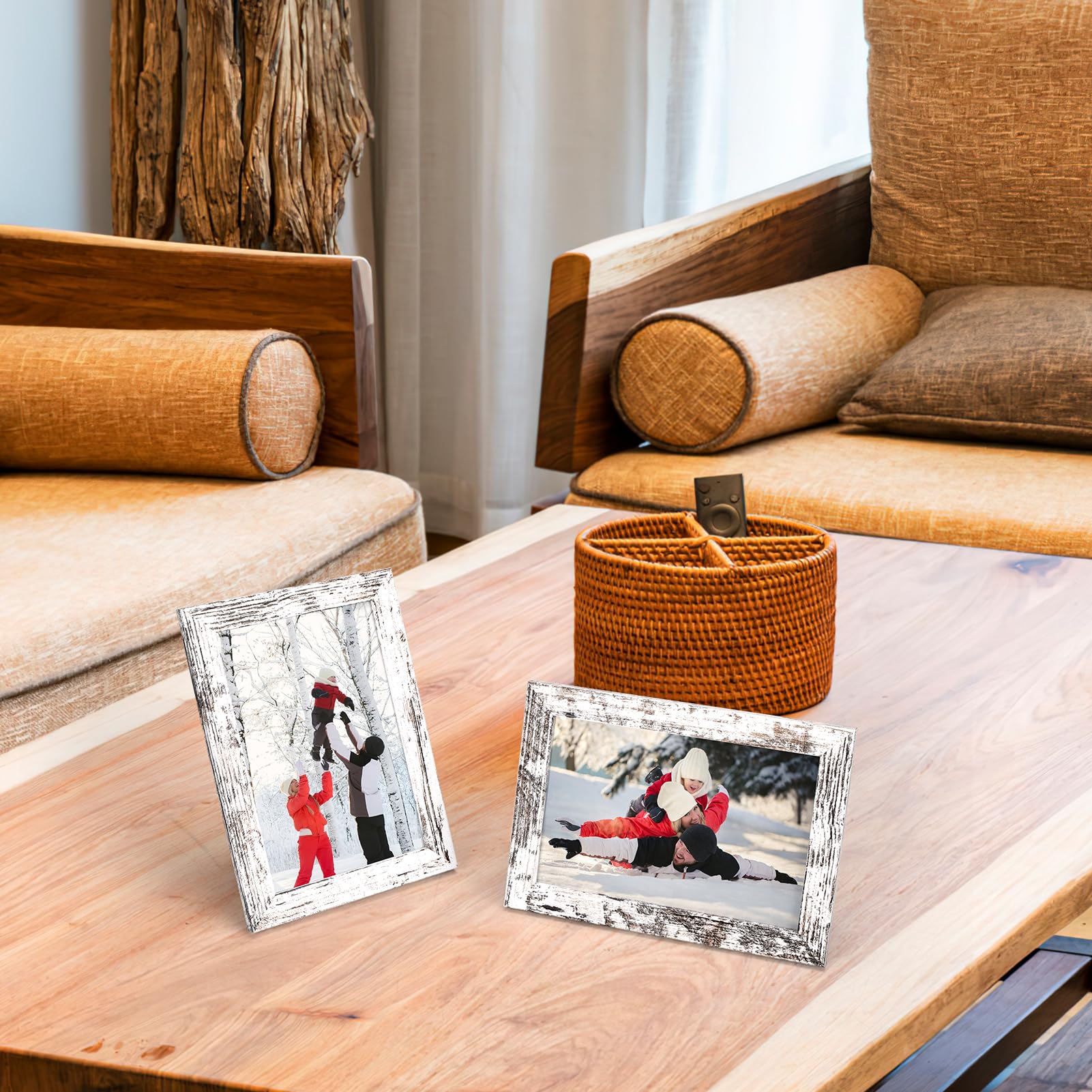 PHAREGE wood grain 4x6 frame for tabletop display, easy to swap photos